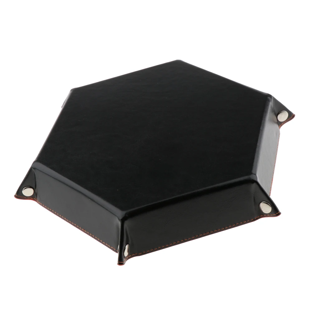 Dice Holder PU Leather Folding Hexagon Tray for RPG, DND and Other Table Games