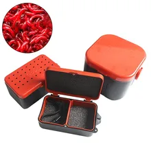 

S/M/L Multifunctional 2 Compartments Bait Box Red Worm Earthworm Lure Box Orange Black Carp Fishing Tackle Durable Fishing Box