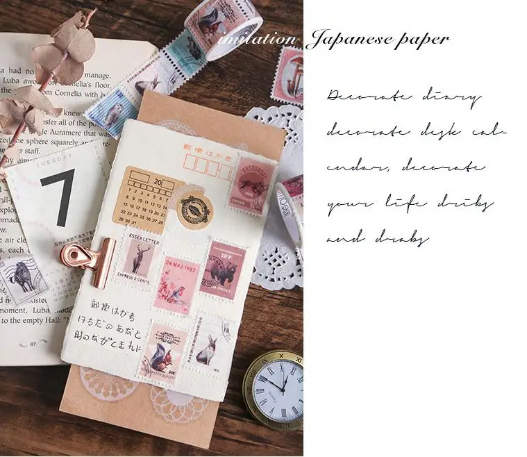 Винтажный штамп серии Bullet Journal васи лента Ретро кофейное растение Алиса декоративная клейкая лента Сделай Сам Скрапбукинг наклейка этикетка
