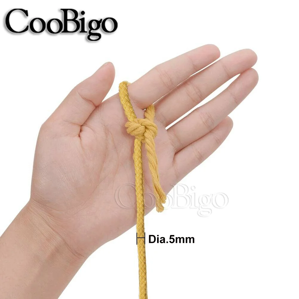 5mm Cotton Rope Weaving Cord Twisted Thread Braided String for Handmade Bag DIY Tapestry Wall Art Decor Macrame Accessory 5Meter cotton rope,macrame cord