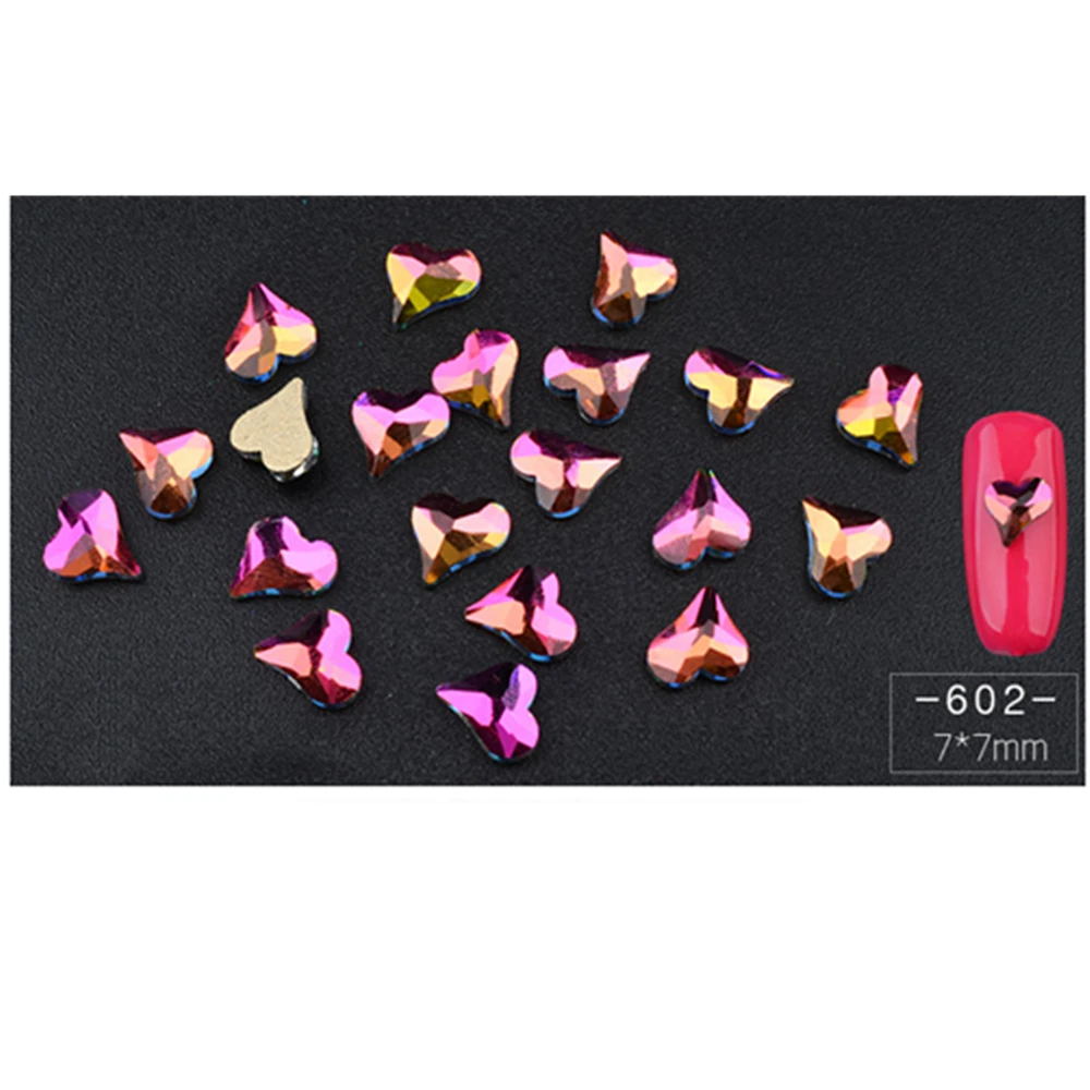 Ювелирные изделия для ногтей 7*7 мм Стразы с плоским дном в форме сердца камни для ногтей для рукоделия украшения для ногтей ручной работы 10 шт - Цвет: ALR10032-003