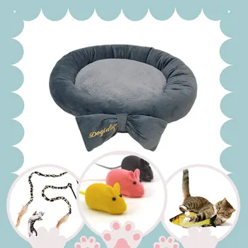 

1 Cat Bed and 3 pcs free Cat Toys Pet Bed Quilted Cuddler Kitten Cat Bed Soft Cat Nest Pet Mat With Bowknot Pet Supplies