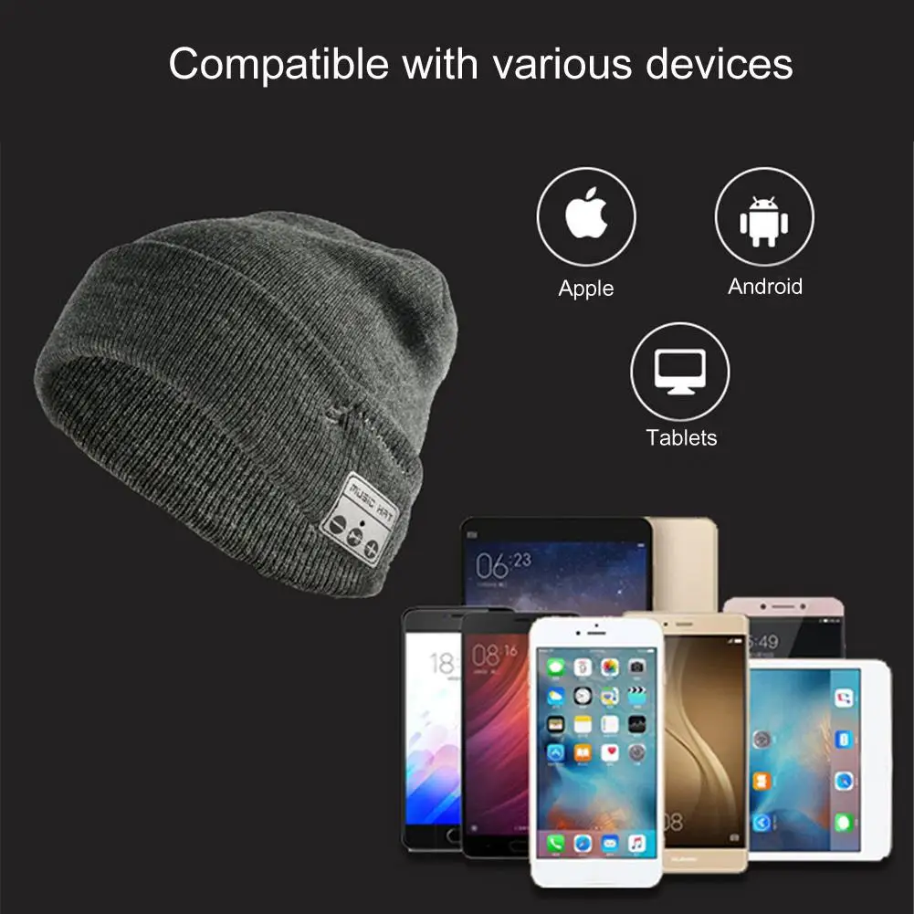 Warm Beanie Hat Bluetooth Earphone Music Hat Winter Wireless Headphone Cap Headset for Samsung S10 S9 S8 iPhone Motorola E G X Z