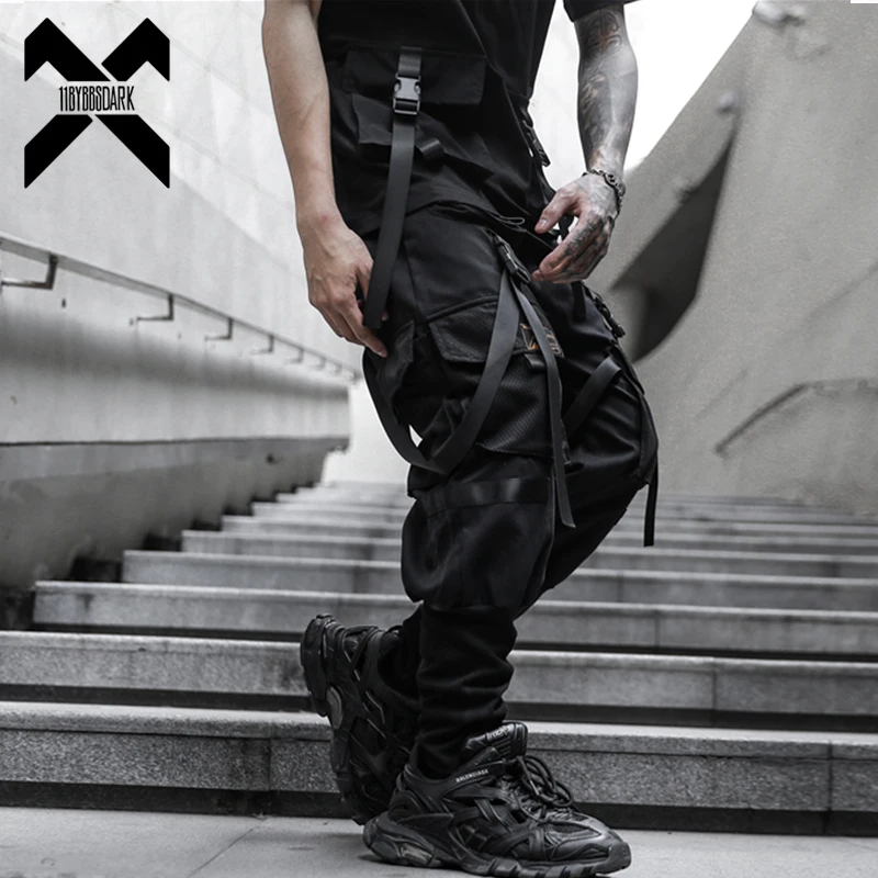 Tactical Cargo Pants Men Harajuku Streetwear Function Joggers Pants Ribbons Trousers Elastic Waist HipHop Male ﻿ 2