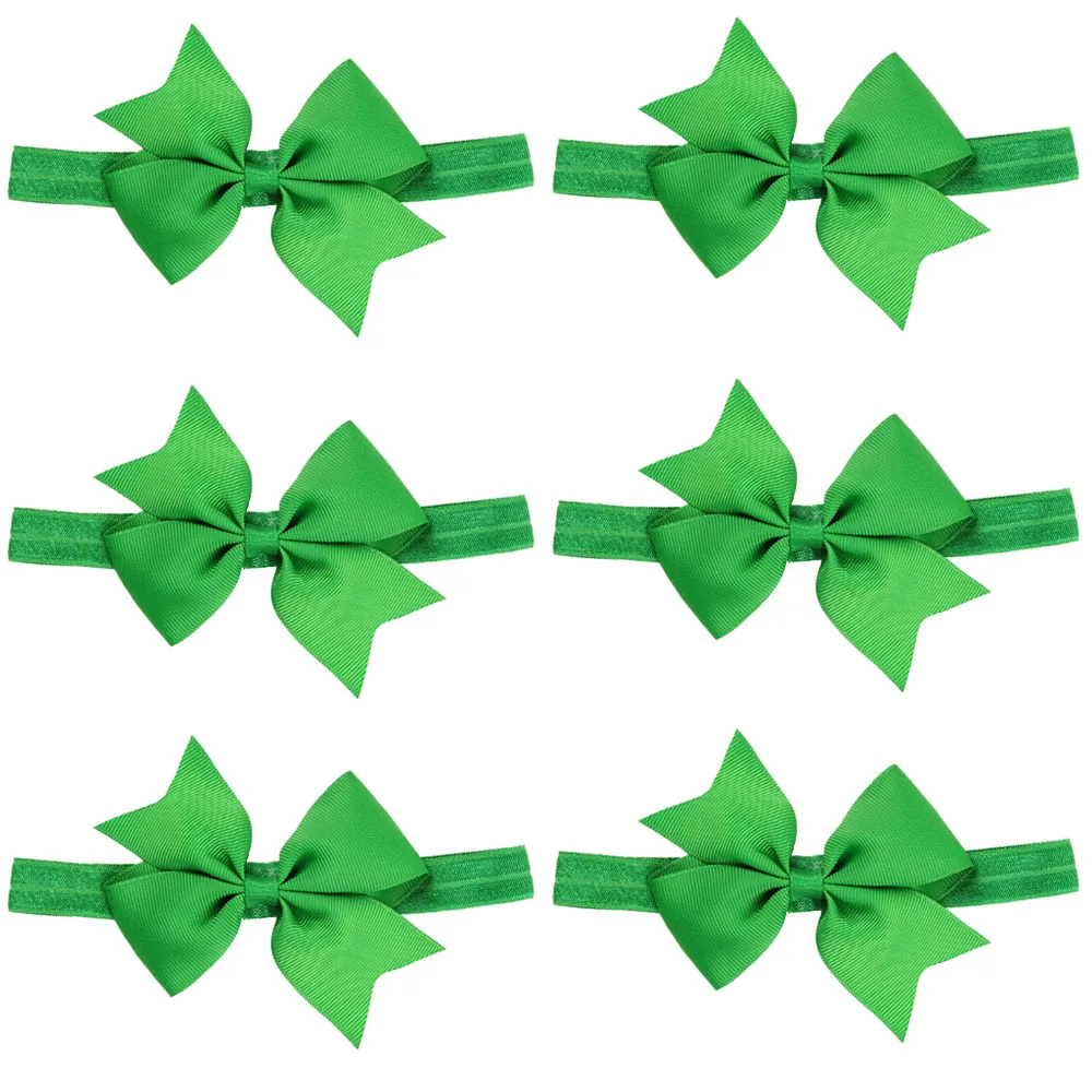 Medium Green-6 PCS 6 шт.; Детская повязка на голову для малышей; повязка на голову с милым бантом; однотонные тюрбаны; головные уборы; HATWO1009 - Цвет: Medium Green-6 PCS