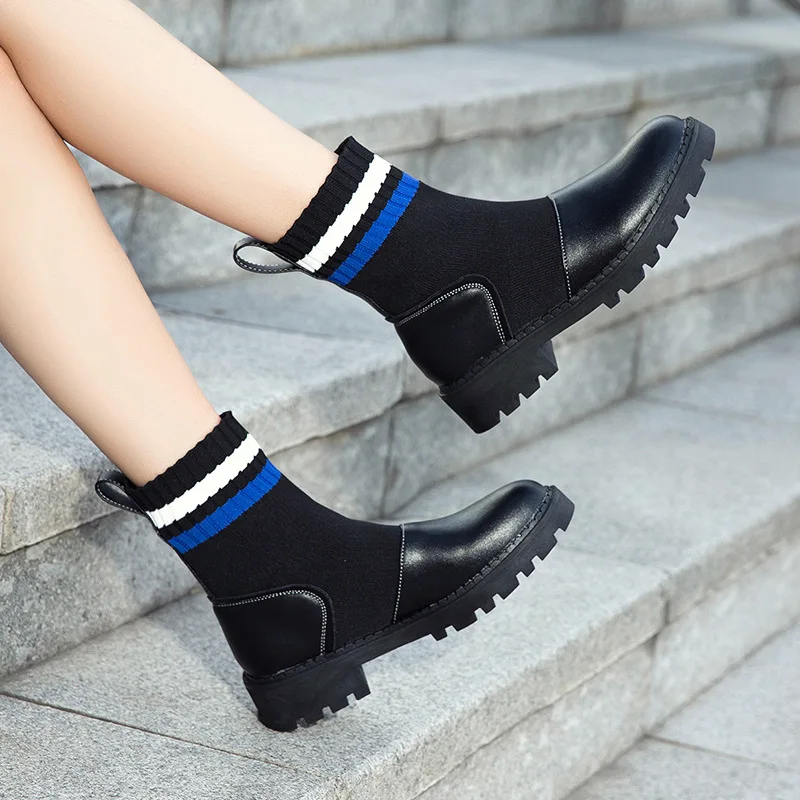 

2019 Autumn Early Winter Boots Women Shoes Thick Sole Fashion Women Casual Shoes Female Ankle Boots Black A1835