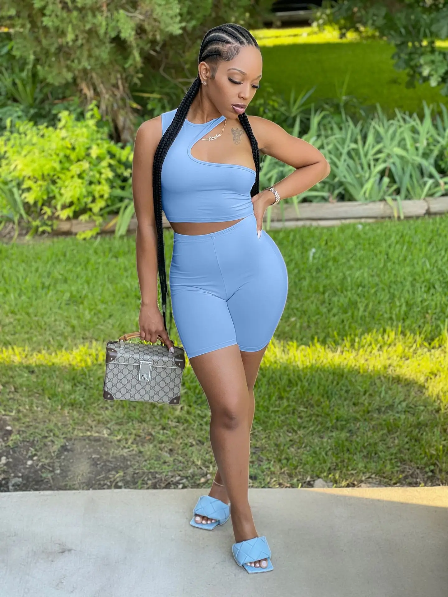 Ronikasha Women Biker Shorts Set 2 Piece Set Summer Short Sleeve Collarless Casual Jogger Cycling Suit Sexy Clothes