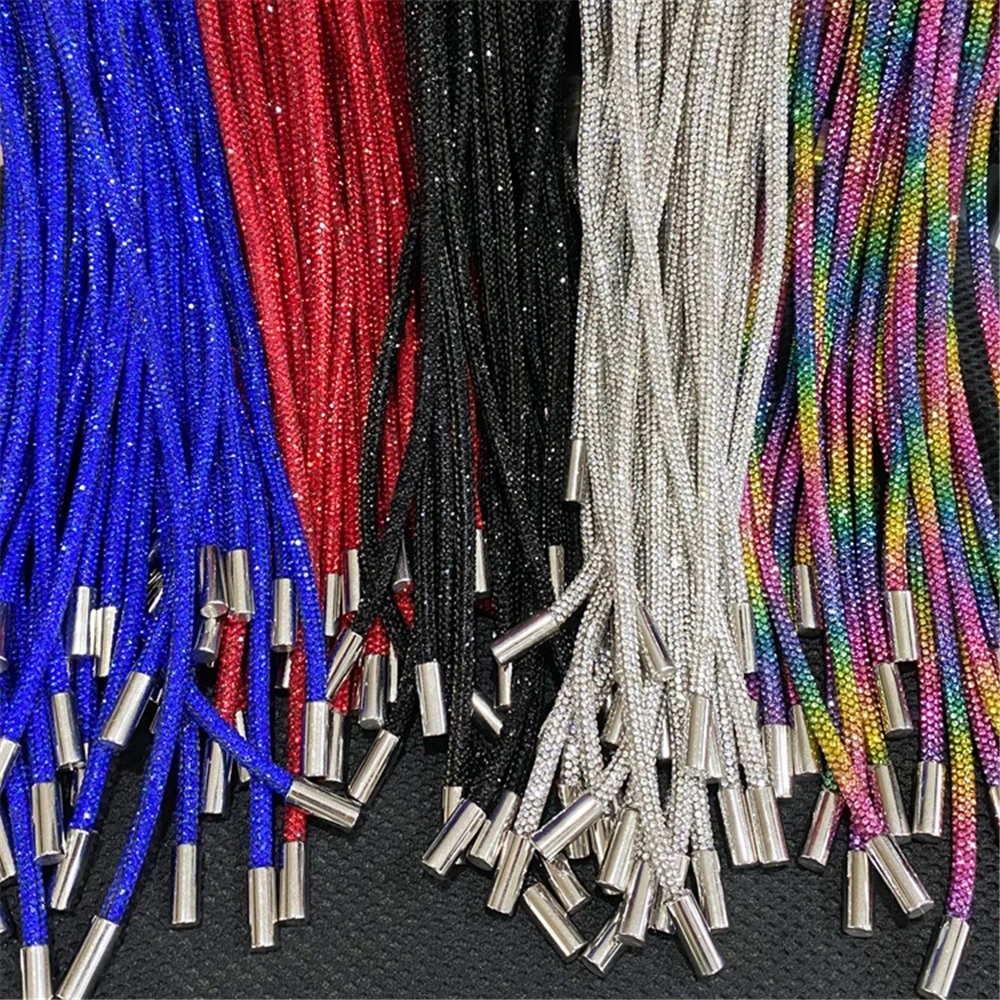 138Cm Dense Diamond Tube Chain 6Mm Round Rhinestones Rubber Hose