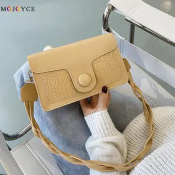 

Fashion Crocodile Pattern Baguette Bags For Women 2020 Mini PU Leather Braid Strap Shoulder Bags Chain Design Luxury Hand Bags