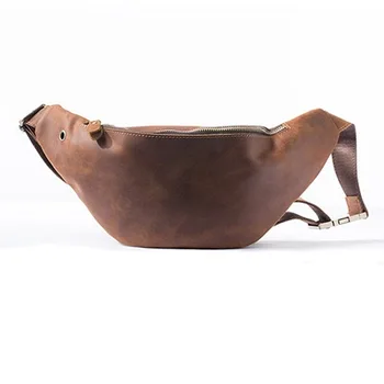 

Leather waist bag horizontal section youth fashion retro men's leather bag trend men's bag