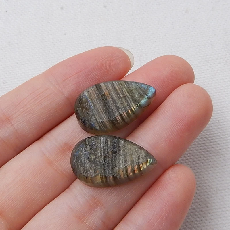

Sales Natural Stone Water Drop Flashy Labradorite Gemstone Cabochons 22x13x5mm 5.1g
