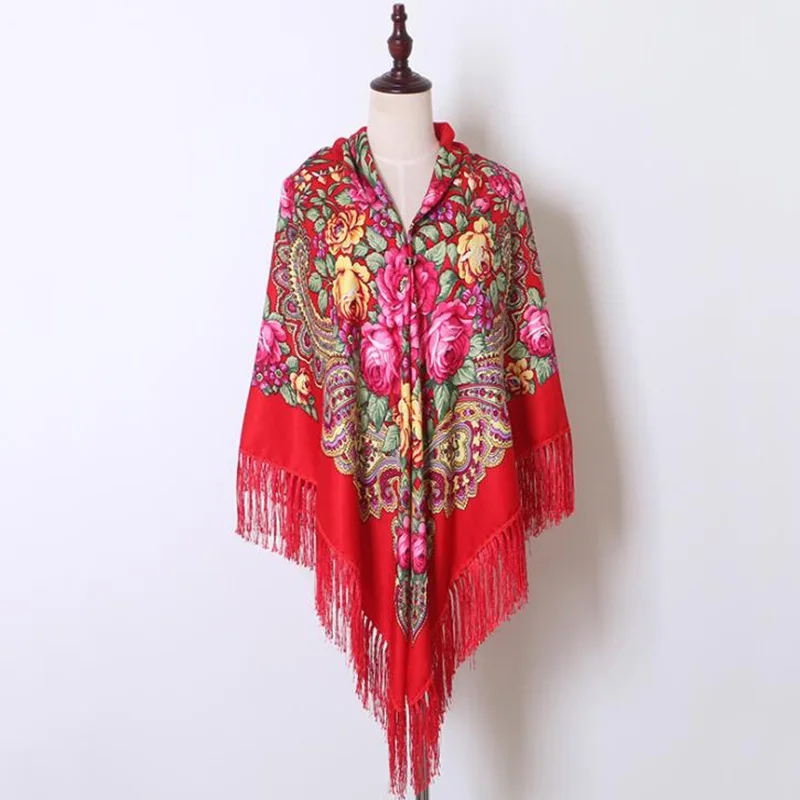 

Fashion 160*160 super large size Russia decorative Scarf Women handmade tassel flower design Scarves Blanket Shawl Handkerchief