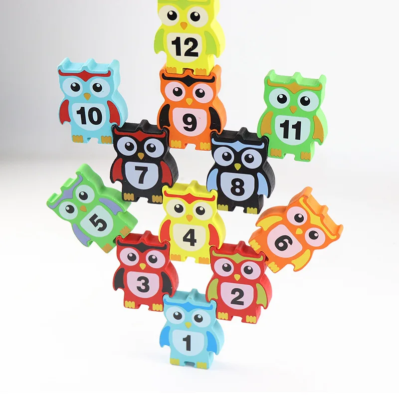

With Numbers Owl Jenga Wood Large Size Balance Bricks Pro Children Educational Building Blocks Toy Sensory Integration Training