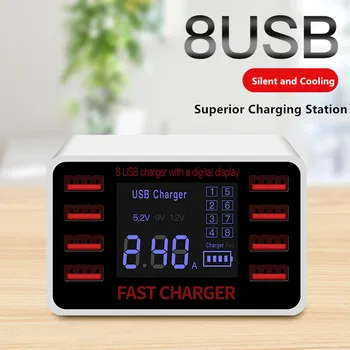 

universal 8 ports smart USB charger Led display 8A multiple wall adapter HUB adapter socket for mobile phone tablet PC camera