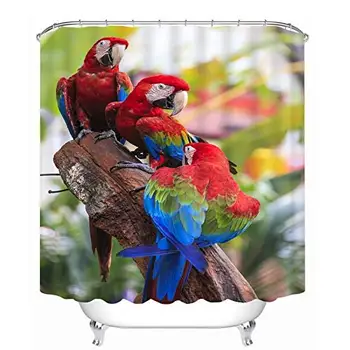 

Shower Curtain Waterproof and Parrot Printed Shower Curtain 180 x 180 cm Digital Printing Bird Decorative Bathroom 71 x 71