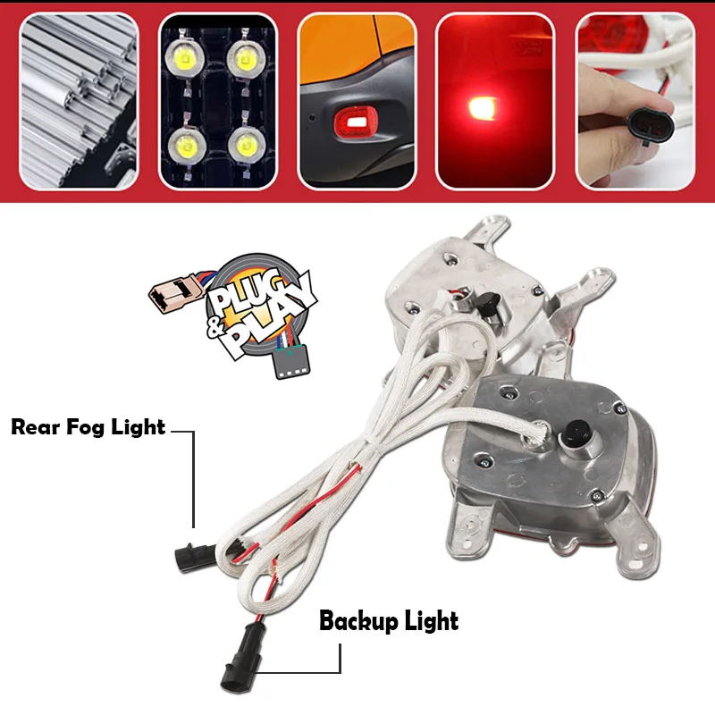 Евро/JDM стиль красный/белый светодиодный отражатели заднего бампера фары противотуманные задние фары с резервными задними огнями для- Jeep Renegade