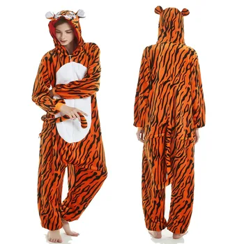 

Winter New Sleep Onesies for Women Full Flannel Onsies Pijamas Animales Tiger Sleepwear Animal Hooded