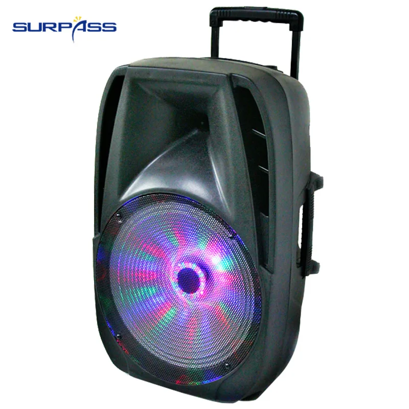 

Wireless Micphone Input Party Portable 15'' Stereo Speaker With Big LED Light