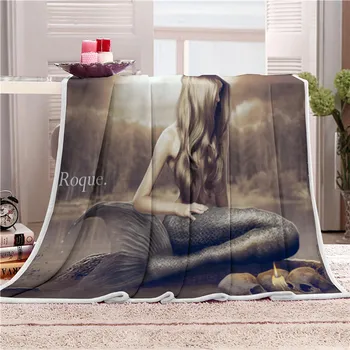 

Sholisa Mermaid 3D Digital Print Home Blanket Winter Flannel Warm Without Stimulation Light Anti-Pilling For Picnic Life Travel