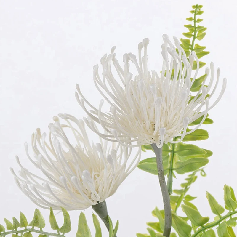 Флокированные Leucospermum искусственные цветы для свадебного украшения Флорес Искусственные пластиковые искусственный цветок растение Флер искусственные