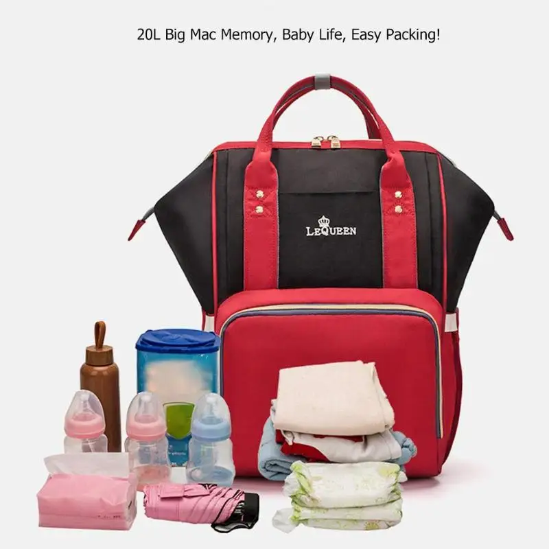 Lequeen Модная Портативная сумка для подгузников для мам, большая вместительность, водонепроницаемый рюкзак для путешествий, сумка для подгузников для ухода за ребенком