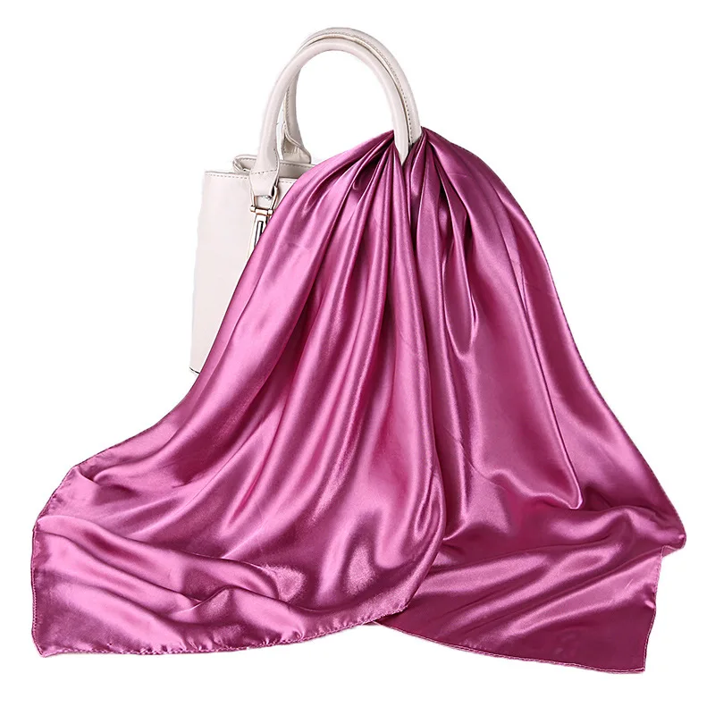 

Satin Scarves Muslim Head Scarf Shawl Neckerchief Women Square Silk Scarf Wraps Autumn Winter Sjaal Luxury 90cm*90cm