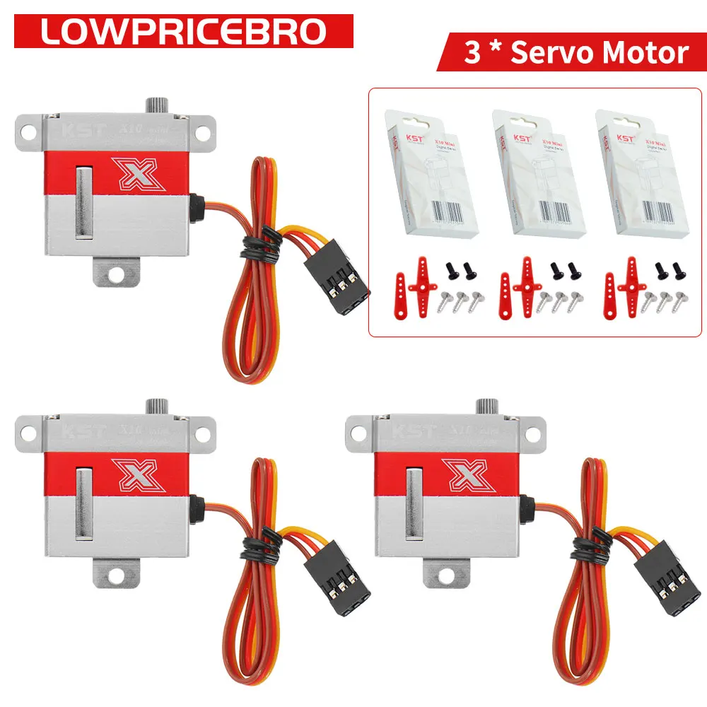 

3pcs KST X10 Mini Torque 10kg Micro Digital Metal Gear Glider Servo Motor for Fixed Wing UAV Helicopter Airplane