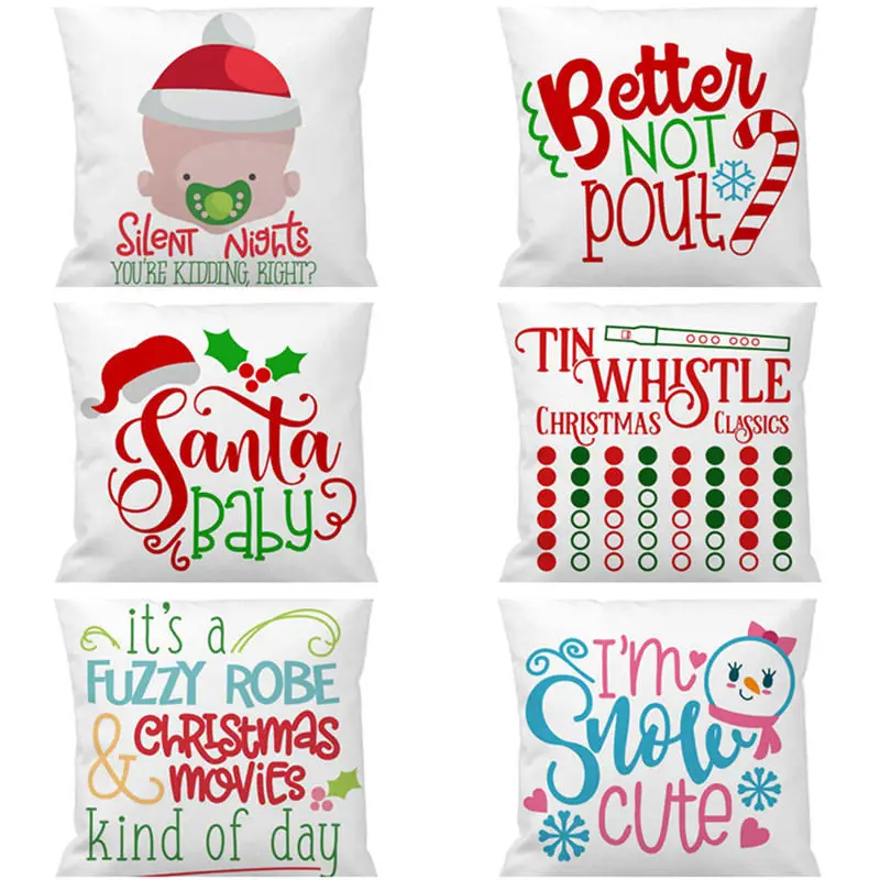 Doreen Box 1 PC 45*45cm Soft Polyester Peachskin Pillow Case Christmas Snowman Baby Hat Printed Home Decorative Throw Pillows | Дом и сад