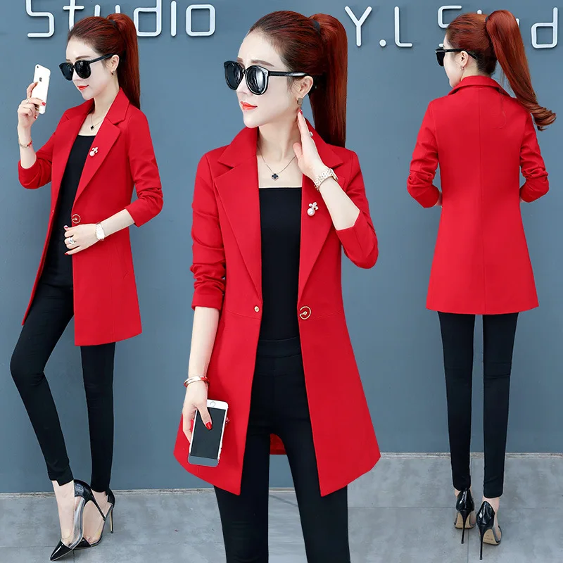 

Coat Female Spring New Style 2019 Korean-style Fashion Elegant Graceful Slim Fit Slimming Mid-length Suit Jacket