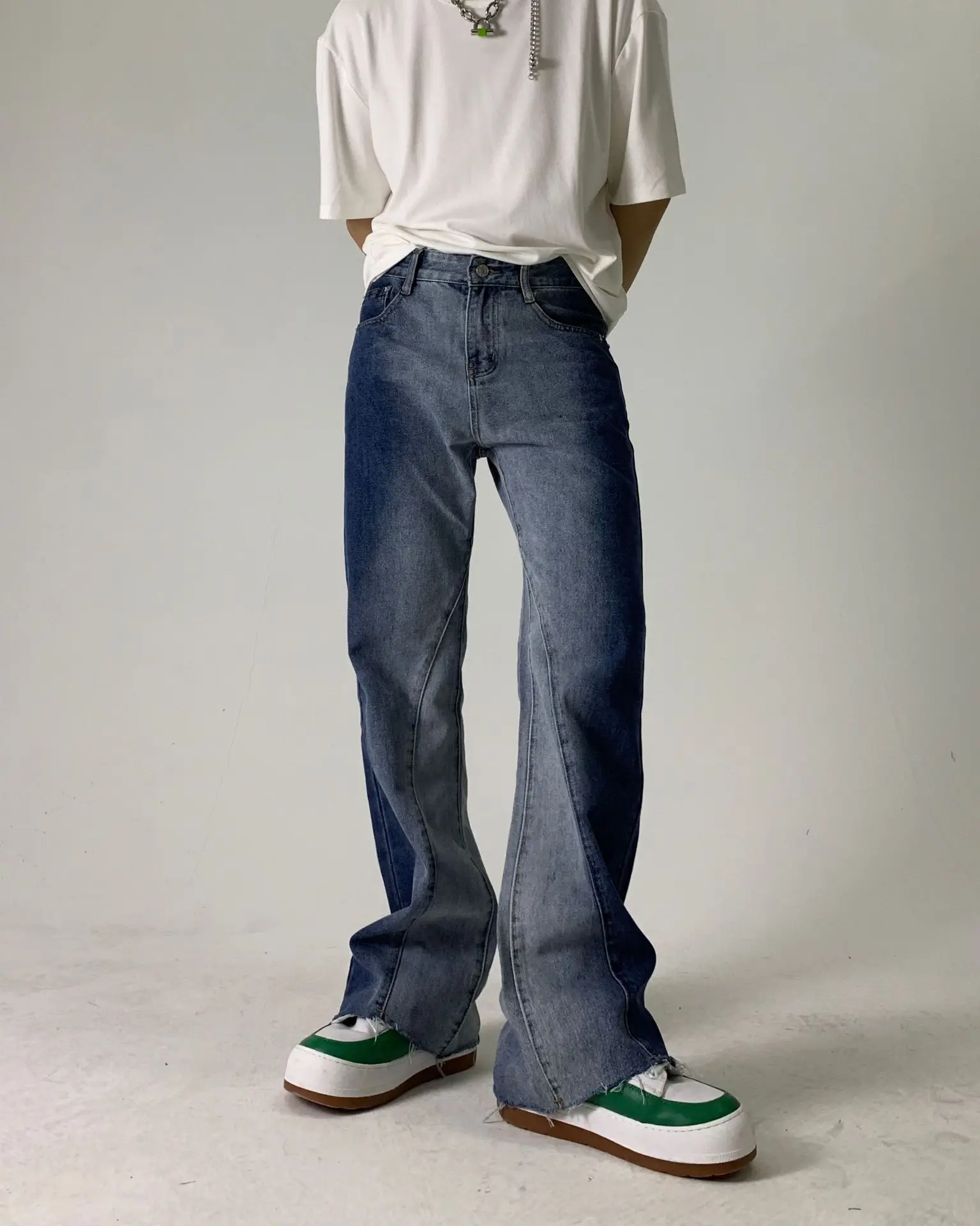 Vintage Men's Jeans Korean Wide Leg Pants Autumn Casual Streetwear Gradient Trousers Male Hip Hop Fashion Harajuku Baggy Jeans 1