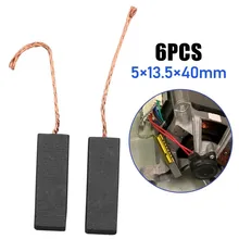 

6 Pcs Motor Carbon Brushes 5*13.5*40mm With 70mm Length Lead For Washing Machine Power Tools Accessories