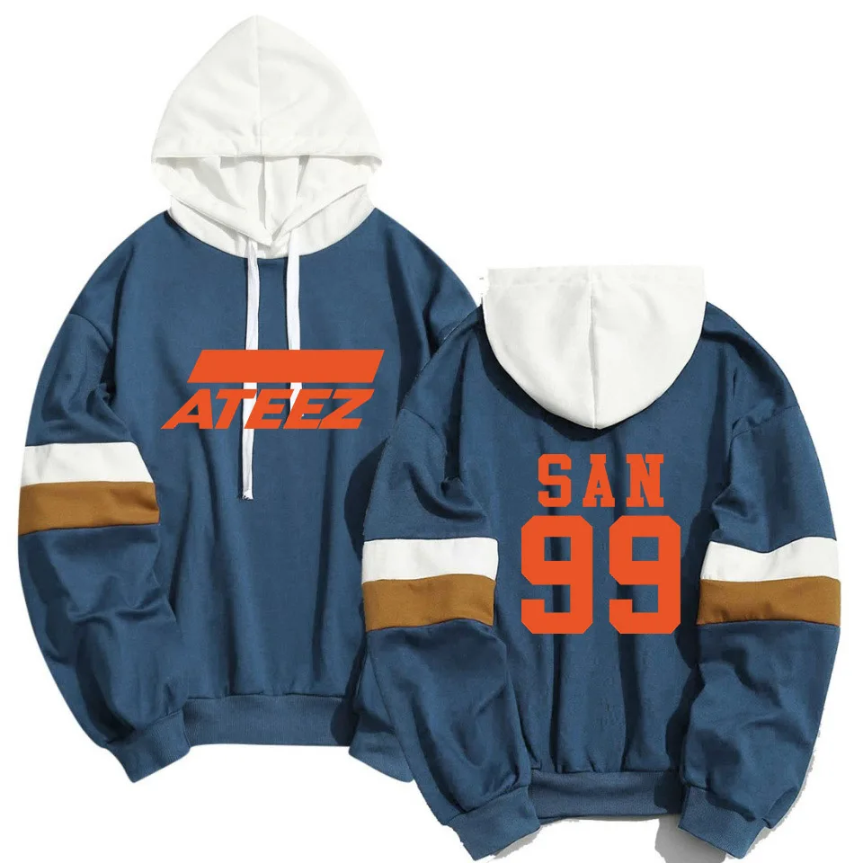 Cool ATEEZ Design Men Women Hoodies Hoody Casual Sweatshirt Love Kpop Streetwear Patchwork Pullovers Hip Hop Unisex Clothing