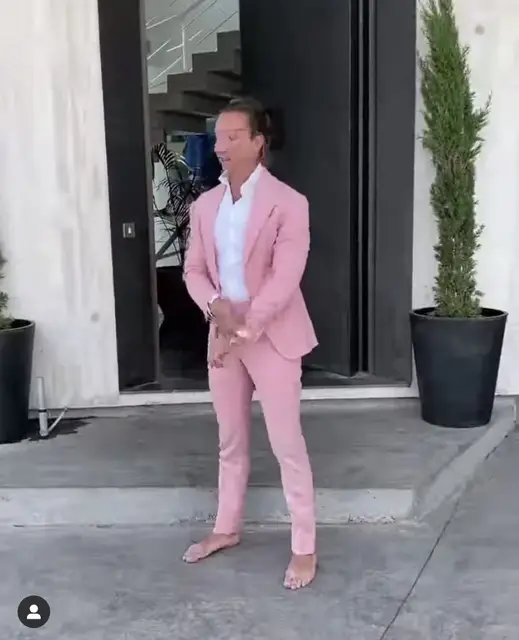 Moda uomo rosa abiti Costume da sposa Homme smoking sposo uomo Slim Fit  Blazer Groomsmen Suit Terno Masculino 2 pezzi giacca Pant|Suits| -  AliExpress