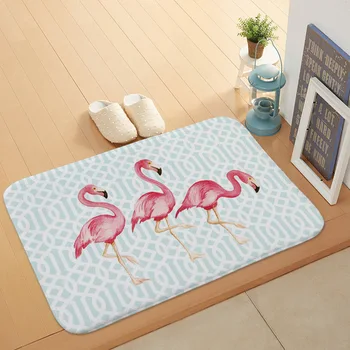 

Anti Slip Doormat for Entrance Door Pink Flamingo Mats Rectangular Light Thin Flannel Home Decor Kitchen Bathroom Non-slip Mat