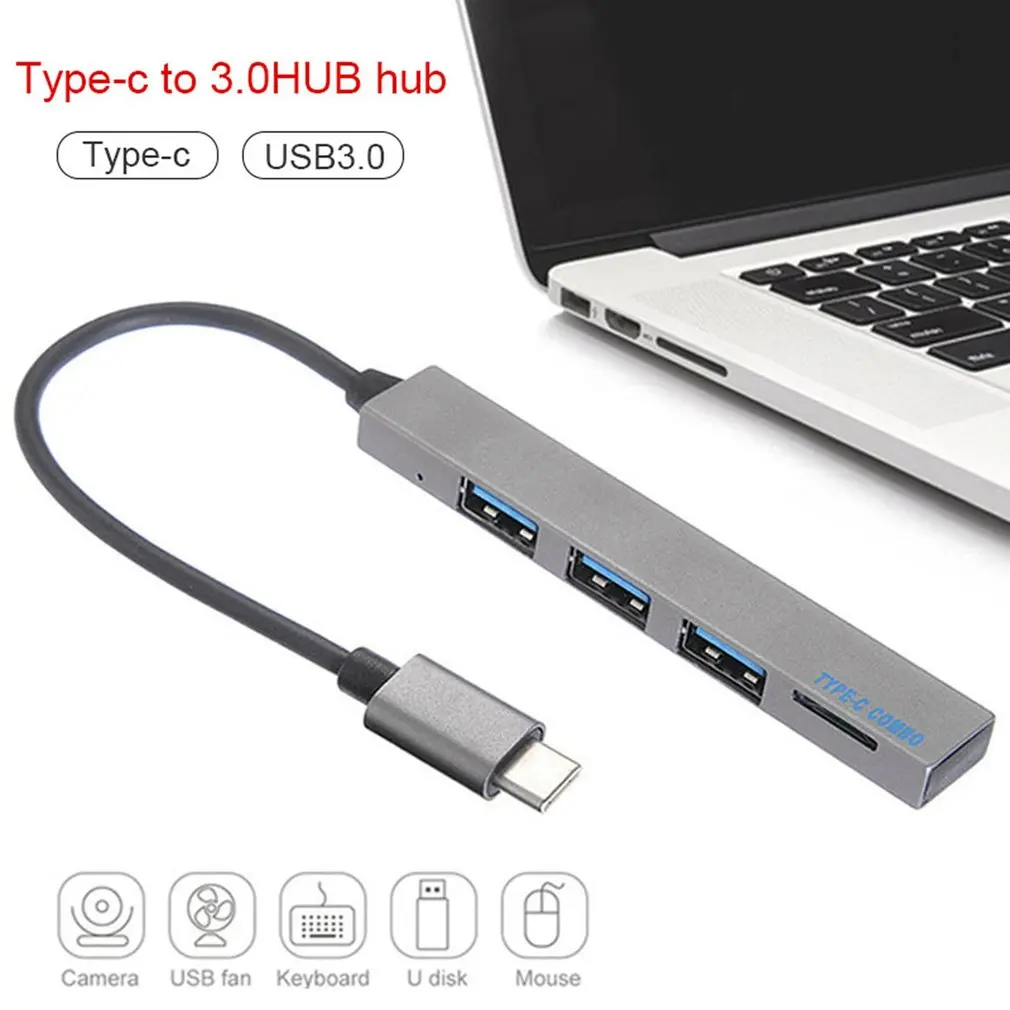 4 в 1 USB 3,1 type-C концентратор USB 3,0 из магниевого сплава концентратор с TF слот для чтения 3 порта для MacBook Pro/Air