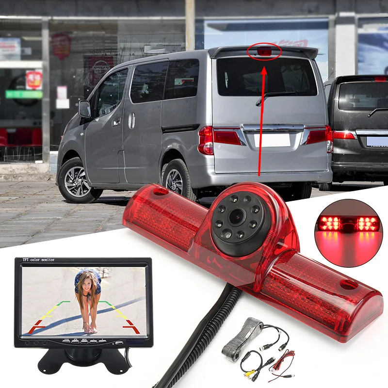 

HD Car Rear View Camera Reverse Parking Night Vision Waterproof Truck Cargo Van 1/3 coms NTSC 170 Degree 7" Monitor