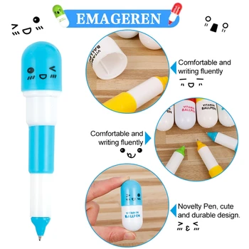 

24Pcs/set Cute Ballpoint Pen Kawaii Capsule Shape Retractable Ballpoint Pen With Emotion School Office Stationery Papelaria