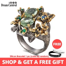 DremCarnival 1989 стильные украшения вечерние украшения крупное кольцо камень кубический цирконий повседневное кольцо-цветы медное кольцо с чернением