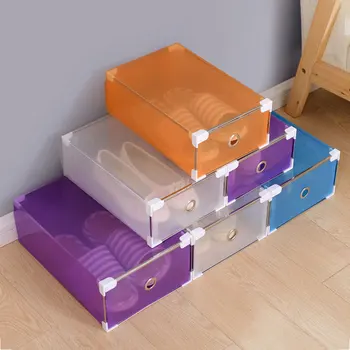 

Transparent Useful Foldable Box Tools Large Volume Portable Household Supplies Plastic Shoe Box Container Multifunctional