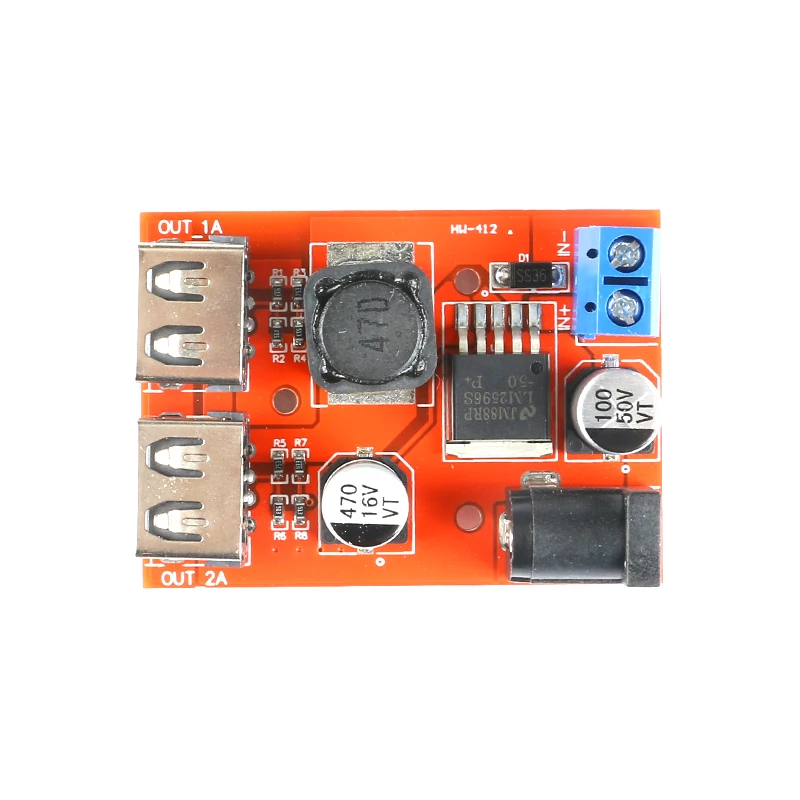 LM2596 LM2596S двойной USB понижающий преобразователь, автомобильное зарядное устройство, Солнечный источник питания, модуль DC-DC 9 в 12 В 24 в 36 В до 5 В 3 А
