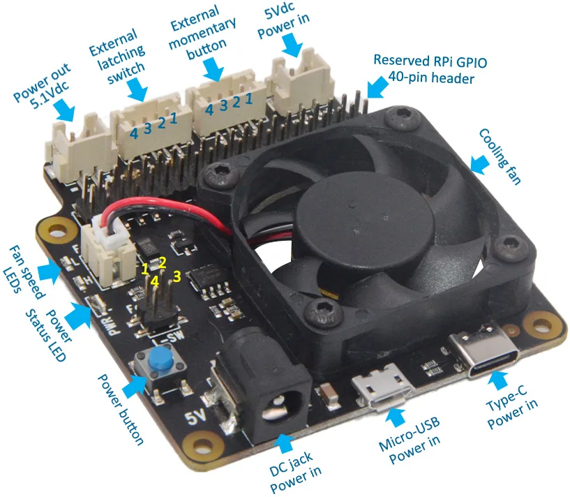 X735 V2.0 плата управления питанием контроль температуры вентилятор для Raspberry Pi 4 3B