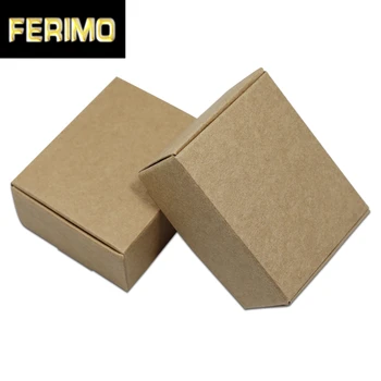 

100Pcs Square Brown Carton Box Foldalbe Party Gifts Storage Box Jewelry Handmade Crafts Packing Papercard Box Kraft Paper Box