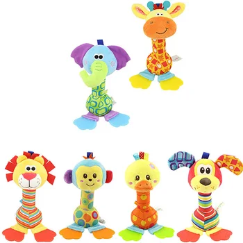 

Soft Hand Grasp Baby Soft Plush Rattles Bell With Teether Toy Cute Animal Model Infant 0-12 Months Brinquedos 22cm