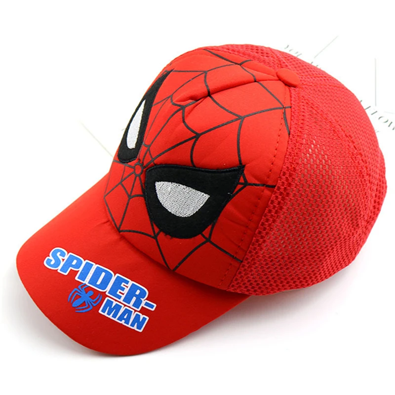 SPIDER-MAN, новая хлопковая детская бейсболка с рисунком Человека-паука, Детская кепка в стиле хип-хоп для мальчиков, бейсболка в сеточку