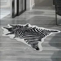 220*170cm zebra animal Printed Carpet Velvet Imitation Leather Rugs Fur Animal Skins Natural Shape Carpets Non-slip Mats 1