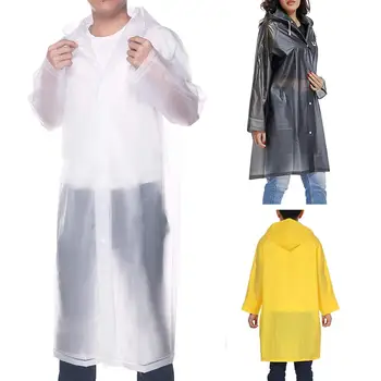 

Solid Color Translucent Long Sleeve Hooded Raincoat Unisex Rain Poncho Rainwear foldable easy to store and carry perfect gifts