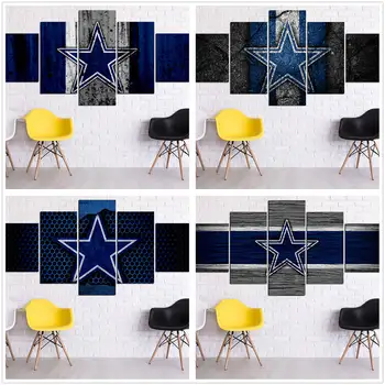 

HD Print Football Sports Team Flags Oil Painting Home Decor Wall Art on Canvas Dallas Cowboys 5PCS/Set Living Room Decoration
