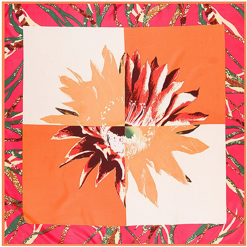 100 см зимний квадратный шарф роскошный брендовый женский новый дизайн Цветочный