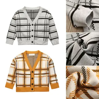 

2019 New Toddler Baby Girl Boy Kids Autumn Jacket Button Sweater England Style Plaid Warm Cardigan Plaid Coat Top Outwear
