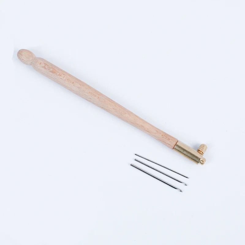 

Hot Wooden Handle Tambour Crochet Hooks Knitting Tools with 3 Needles French Crochet Embroidery Beading Hoop Sewing Accessories